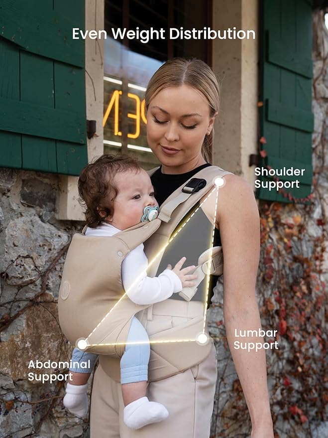 GROWNSY Baby Carrier, One-Click Release Clasp for Easy to Wear, Cozy Wraps Carrier Newborn to Toddler with Head Support(7-44lbs), Ergonomic & Lightweight for Infant to Toddler, Khaki
