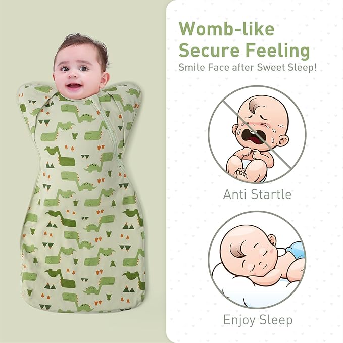 Knirose Arms Up Baby Sleep Sack Swaddle - 2 Pack Cotton Transitional Swaddle Blanket for Newborns 0-3 Months, 3-Way Wear for Snug Fit, Calms Startle Reflex, Easy Diaper Changes