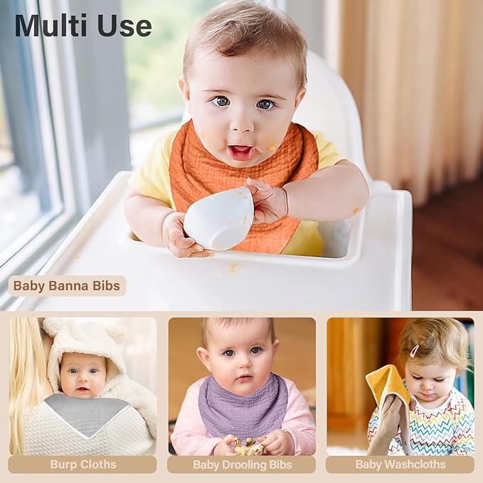 NISXABEBE Muslin Baby Bibs,Soft Triangular Baby Bandana Drool Bibs for Baby Boy Girl,Solid Colors Bib for Drooling Teething