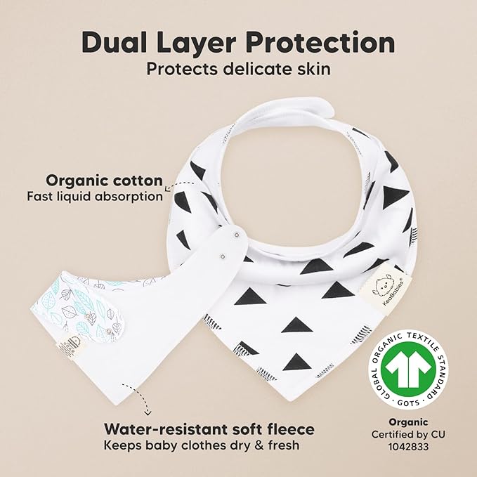 KeaBabies 8-Pack Organic Baby Bandana Bibs for Boys, Girls - Super Absorbent Triangle Baby Bibs for Drooling and Teething Infant, 100% Cotton Extra Soft for Newborn, Infant 0-36 Months (Grayscape)