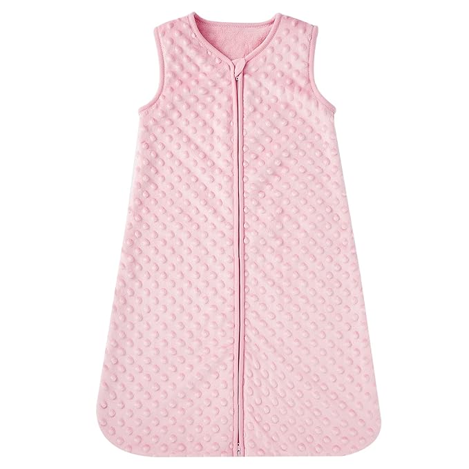 DaysU Baby Sleep Sack with Plush Dots 6-12 Months, 2.5 TOG Sleeveless Baby Wearable Blanket with 2-Way Zipper, Sleeping Bag for Infant Newborn, Pink