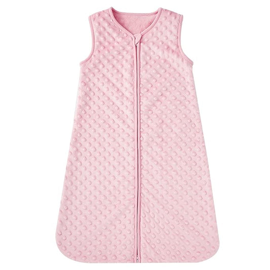 DaysU Baby Sleep Sack with Plush Dots 6-12 Months, 2.5 TOG Sleeveless Baby Wearable Blanket with 2-Way Zipper, Sleeping Bag for Infant Newborn, Pink