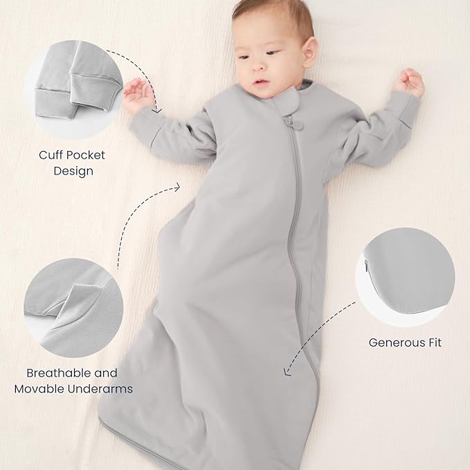 Unisex Sleeping Bag for Babies and Toddlers 1.0 Tog Sleep Sack 6-18 Months, Newborn Sleep Sack, Wearable Blanket Baby, One Piece Long Sleeves, Gifts for Baby