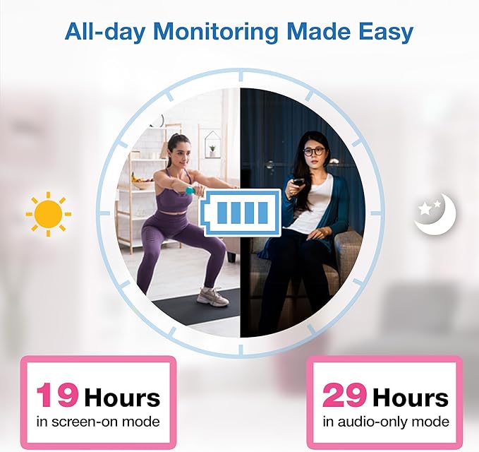 VTech VM819-2 Baby Monitor, 2.8” Screen, 2 Cameras, 1000ft Range, Night Vision, 2-Way Audio, Temperature Sensor, Lullabies, Secured Transmission No WiFi