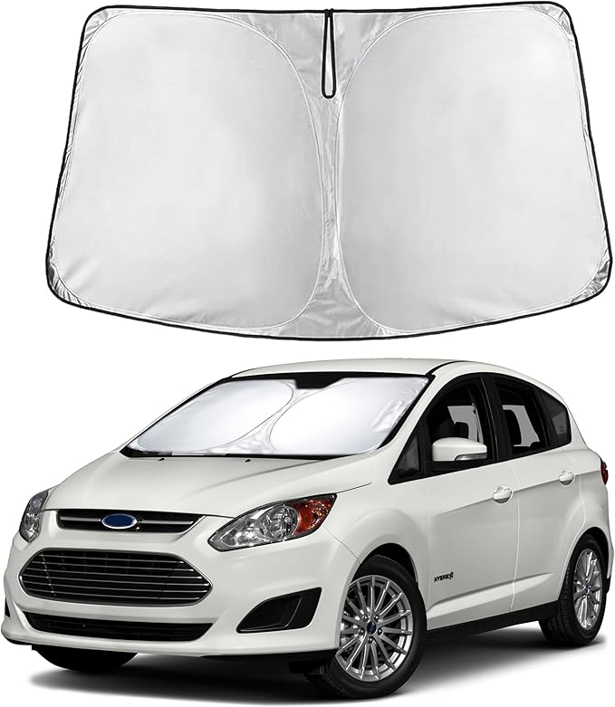 Econour Windshield Sunshade for Ford C-Max 2013-2017 2018 2019, Sun Visor for Front Windshield & Window Sun Shade Cover, UV Heat Blocker & Protector, Car Accessories