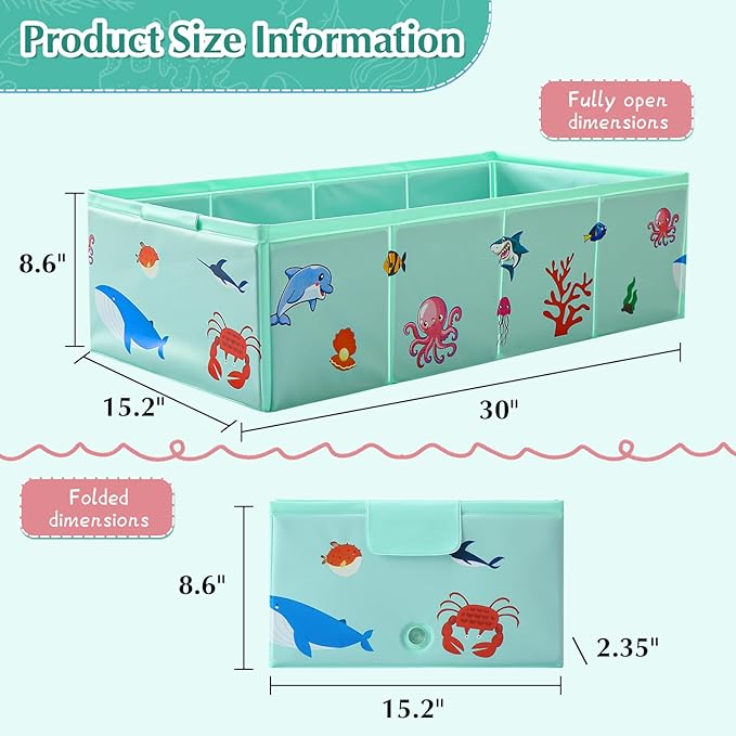 Portable Foldable Baby Bathtub with Drain Plug, 30" L x 15.2" W x 8.6" H Kids Travel Tub, Converts Shower to Tub, No Assembly Folds Flat for Storage, for Infant Toddler 6M-5 Years, Green