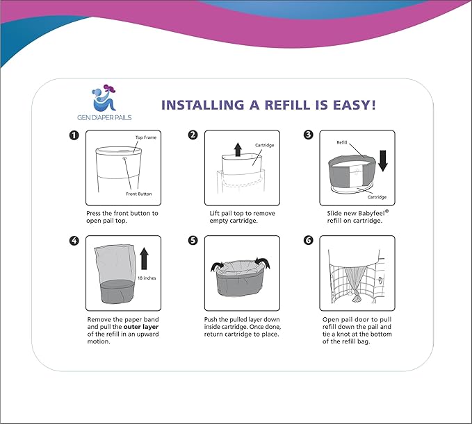 Pack of 4 +1 More Diaper Refill Liners Refills Compatible with DEKOR CLASSIC Diaper Pails Exclusive 30% Extra Thickness Diaper Pail Refills with Powerful Odor Elimination Leakage-proof, Powder Scent