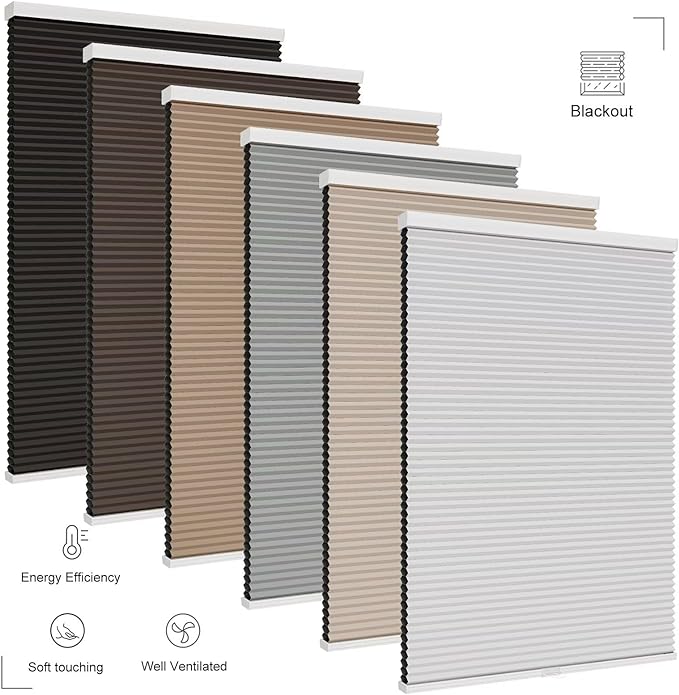 Changshade Blackout Blinds, Cordless Cellular Shades, Honeycomb Blackout Shades, Room Darkening Blinds, Pull Down Window Shades, Easy to Install Honeycomb Window Blinds, 29" W x 72" H, Beige