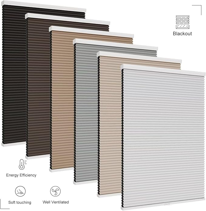 Changshade Blackout Blinds, Cordless Cellular Shades, Honeycomb Blackout Shades, Room Darkening Blinds, Pull Down Window Shades, Easy to Install Honeycomb Window Blinds for Home&Office, White