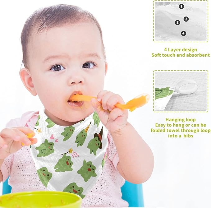 Cute Toads Frogs Baby Muslin Washcloths Soft Face Towel for Newborns, 11.8 X 11.8 Inch, 5 Pack