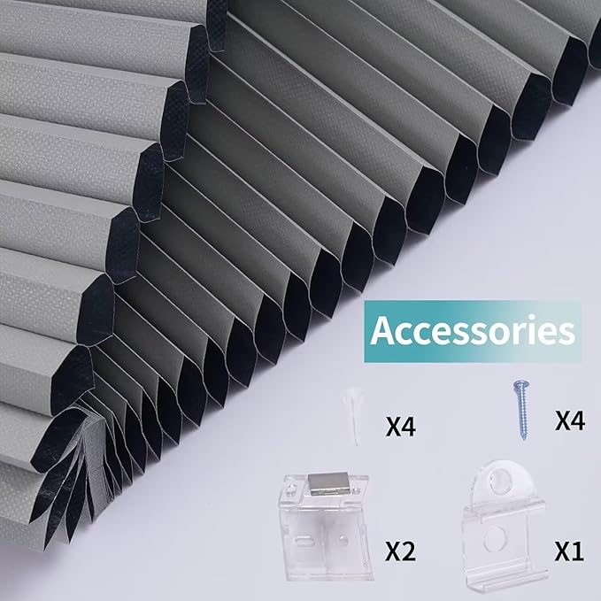MYshade Cordless Blackout Window Blinds & Shades Pull Down Room Darkening Window Shades Light Blocking Honeycomb Cellular Shade for Indoor Windows Easy to Install 37 inch Wide, H72 Grey Blinds