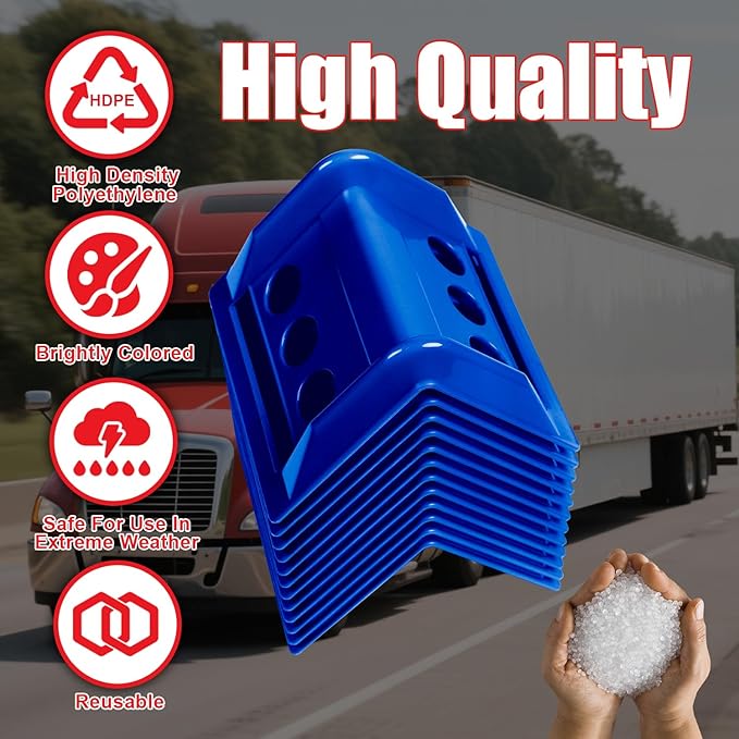 24-Pack 4" Flatbed Edge Protectors, Corner Protectors – Heavy-Duty Plastic Corner Guards for Flatbed Trailer Loads, Compatible with 4-Inch Ratchet & Winch Straps – Tie-Down Safety Accessories (BLUE)
