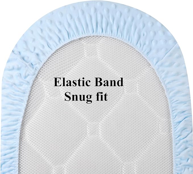 Dot Bassinet Sheet Set 2 Pack Stretch Fitted Cradle Sheets,Ultra Soft,Universal Fit Oval Rectangle Hourglass Pad/Mattress, for Baby Girls and Boys Light Blue, Panda