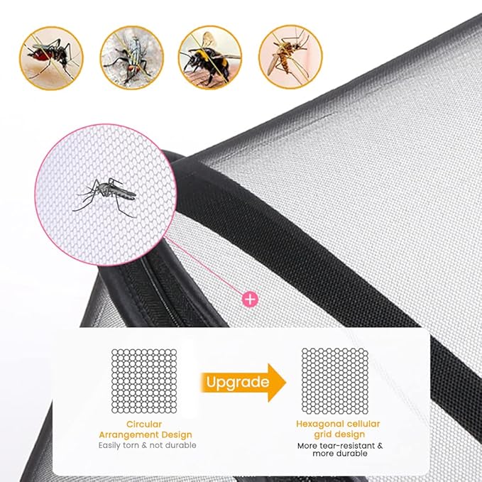 Orzbow Mosquito Net for Stroller | Universal Baby Bug Net for Strollers, Car Seats, Bassinets, Cradles, Mini Cribs, Breathable & Foldable Mosquito Cover with Travel Bag, Baby Summer Essentials, Black