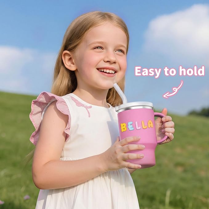 Bella's Friends Handy Mini Tumbler – Adorable 9 oz Toddler Sippy Cup, Stainless Interior & Silicone Body, Leak‑Proof, Dishwasher Safe, Gift for 1-3 Years Old Girls & Boys, 2 Pack, Lilac & Peony