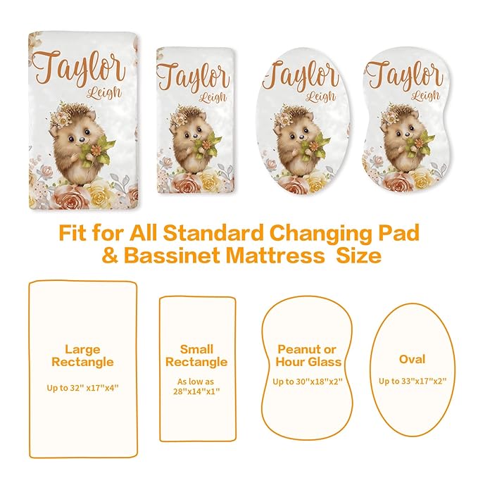 Custom Changing Pad Cover Set - Jersey Knit Ultra Soft Unisex Waterproof Diaper Changing Table Covers with Personalized Name for Baby Boys Girls - Comfy Cozy 2 Pcs Set Style06