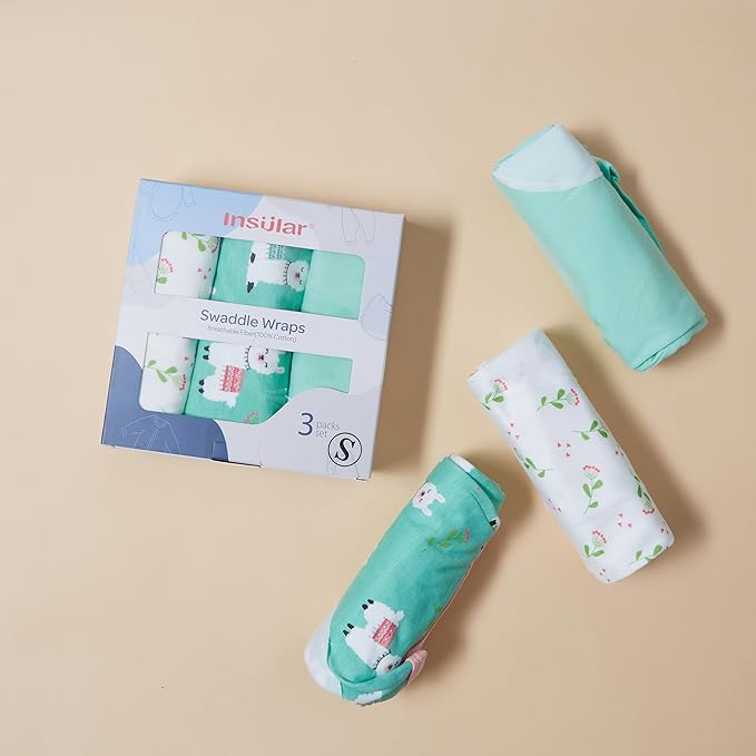 insular Baby Swaddle Wrap, Swaddle Blanket for Newborn and Infant, Adjustable Swaddling Set for Boy and Girl, Soft Cotton Baby Sleep Sack 3 Pack, Alpaca, Small(0-3 Month)