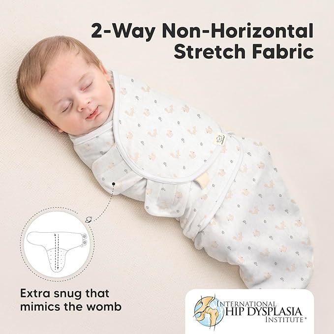 3-Pack Organic Baby Swaddle Sleep Sacks - Swaddles for Newborns, Infant 0-3 Months, Baby Girls, Boys, Soft & Snug Newborn Sleep Sack, Nursery Swaddling Blankets (Nibbles/Bruce)