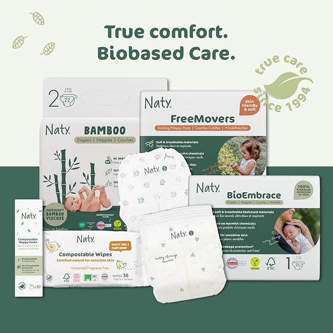 Eco by Naty Unscented Baby Wipes, (3 packs of 56), Plant based Compostable Wipes, 0% plastic. No nasty chemicals, 168 Count