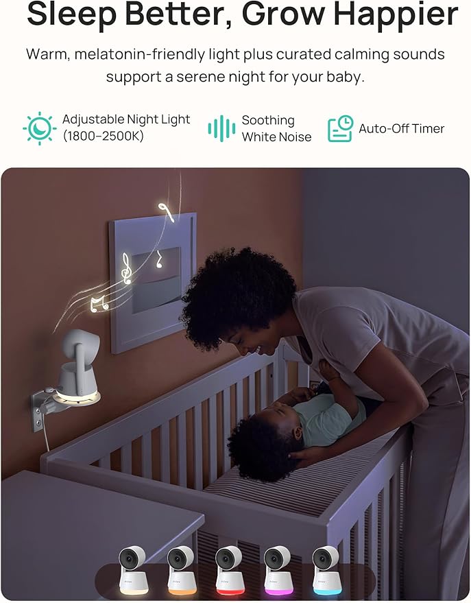 Dr.Care LumiView Plus Smart WiFi Baby Monitor - 5.5" 1080P Split Screen & 2K Camera, Privacy Mode, Cry & Motion Alerts, 5000mAh Removable Battery, RGB Night Light, HD Night Vision, App Control, 1279ft