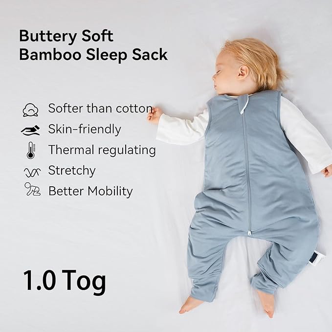 BubblePanda Rayon Made from Bamboo Toddler Sleep Sack with Feet 1.0 Tog Ultra Soft Toddler Sleeping Sack 3t-4t Sleep Bag Walker Quilted Wearable Blanket with Legs 2-Way Zipper Lightweight Extra Long