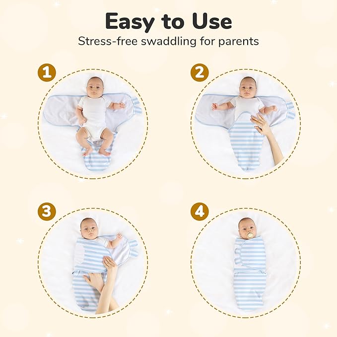 Mama Cheetah Preemie Swaddle Sack, Organic Cotton Sleep Sacks - Easy Swaddles for Premature Baby Boy Blanket Wrap, 4-7 lbs, Newborn Essentials, 3-Pack, Blue