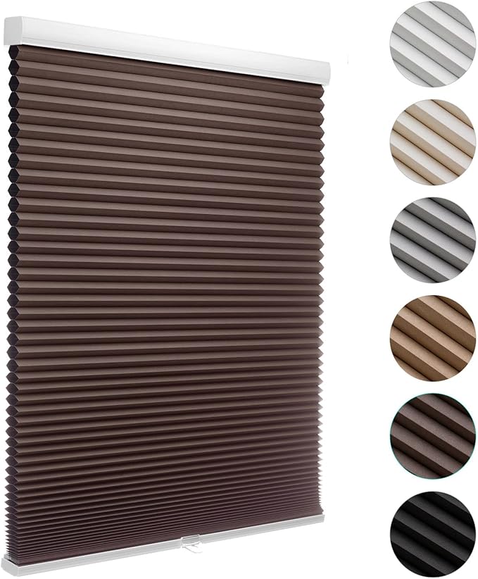 MYshade Cordless Blackout Cellular Shades for Windows, Honeycomb Window Shades with Thermal Insulation, Child & Pet Safe Room Darkening Shade, Easy Install,29" W x 64" H, Taupe