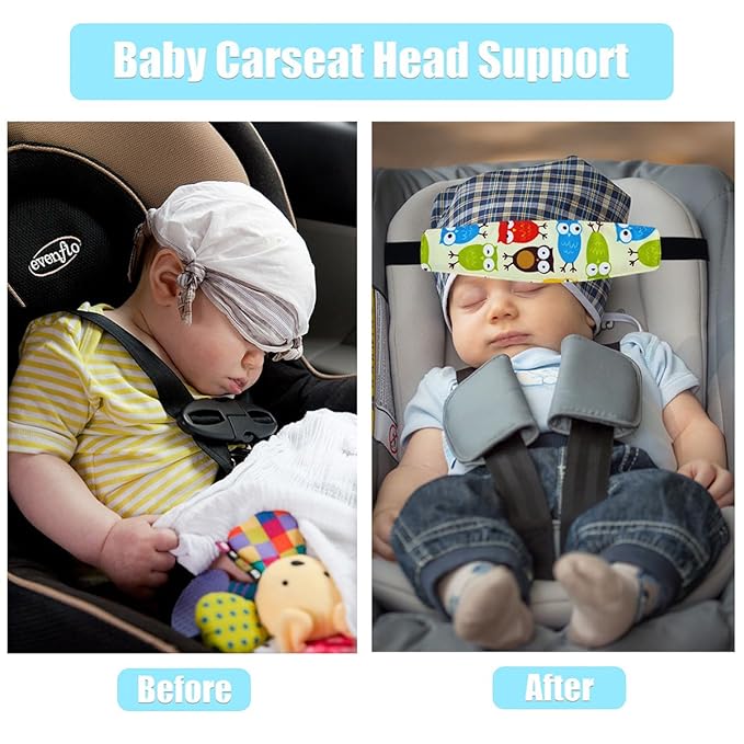 2 Pcs Baby Head Support for Stroller Car Seat Sleeping Headrest Neck Relief Straps for Kids Children Toddler Infant(White)