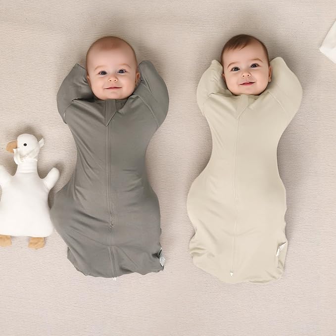 MEXXI Swaddle Baby Sleep Sack With Arms Up, 2 Pack Baby Transitional Swaddle with Double Zipper, 0.5 TOG, 13-19 lbs, M