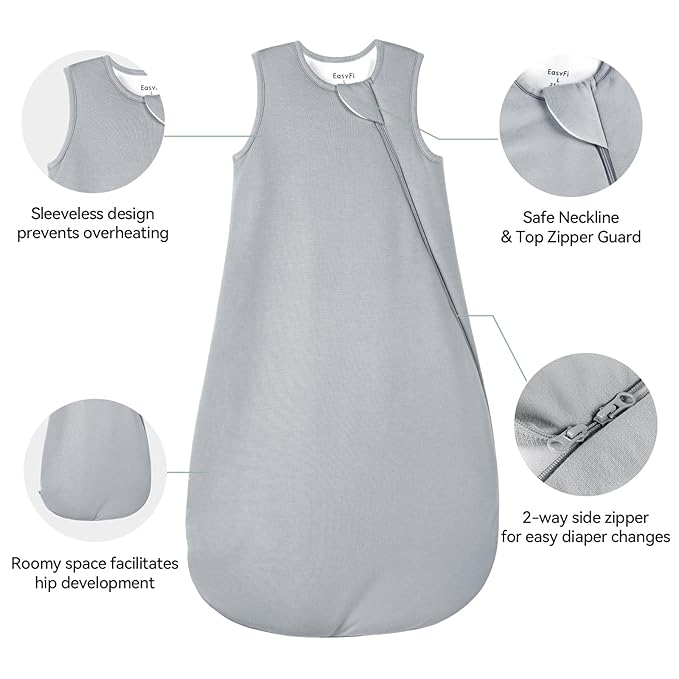 EasyFi Rayon Made from Bamboo Sleep Sack 6-12 Months 2.5 Tog Winter Supersoft Toddler Sleep Sack for Unisex Girl Boy Thick Warm Baby Sleeping Bag 2-Way Zipper Baby Wearable Blanket