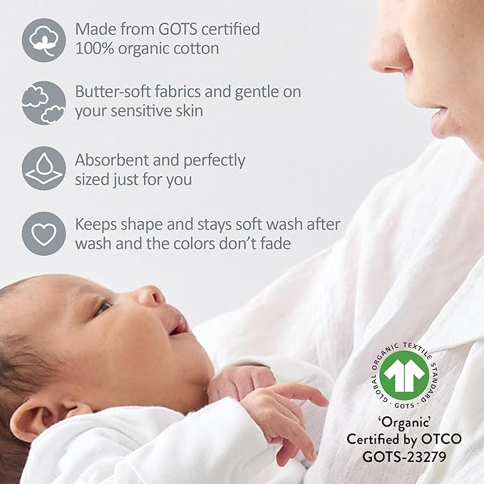 Butterblu Bailey 10-Pack Burp Cloths 100% Organic Cotton Knit for Newborn & Baby Boys & Girls, Stone Natural Rainbow, One Size