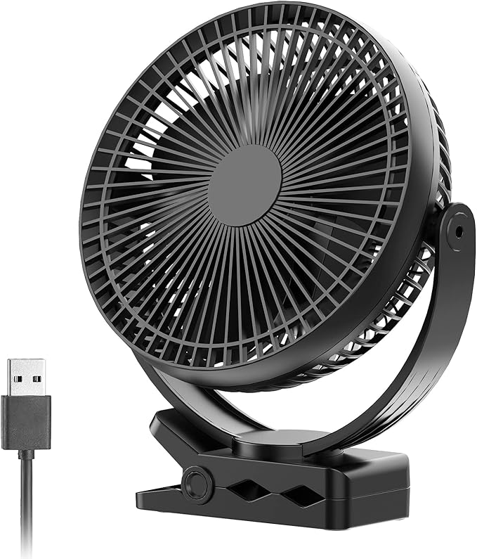 Portable Clip on Fan, 10000mAh Battery Operated, 24 Hours Work Time, 4 Speeds, 8 Inch, Personal Fan for Bedroom Outdoor Travel Camping Golf Cart Treadmill Home Office