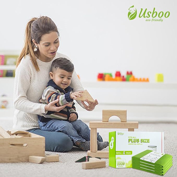 USBOO Refills Compatible with Dekor Plus Diaper Pail | 4 Pack | Disposable Diaper Pail Refill | Extra Thickness | Diaper Trash Bags | Cherry Blossom Scented | Holds up to 2320 Diapers