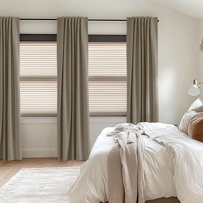 100% Blackout Shield Linen Blackout Curtains for Bedroom 90 Inches Long, Back Tab/Rod Pocket Living Room Drapes, Thermal Insulated Blackout Curtains 2 Panels Set, 50" W x 90" L, Faux Linen