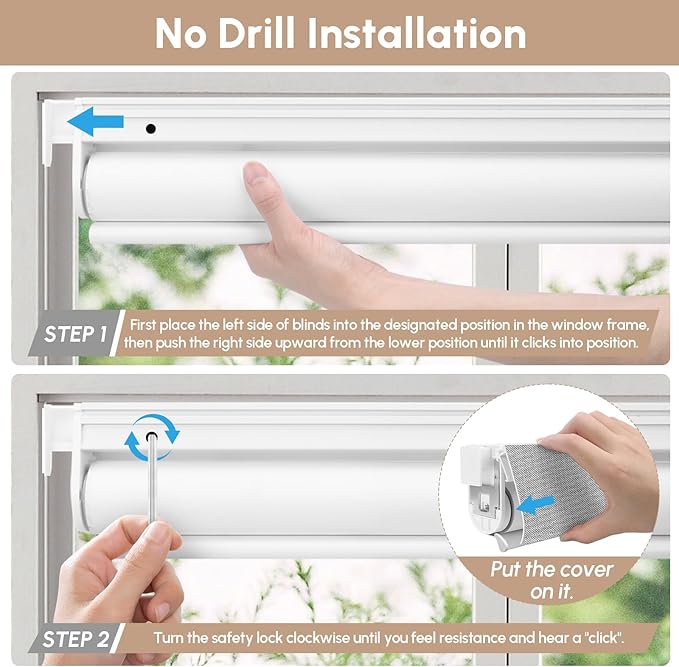 Kincmo No Drill Motorized Blinds with Remote, 100% Blackout Roller Shades for Windows, Custom Electric Blinds Compatible with Alexa, Apple Homekit, Google Home (100% Blackout Dual Sided Grey)