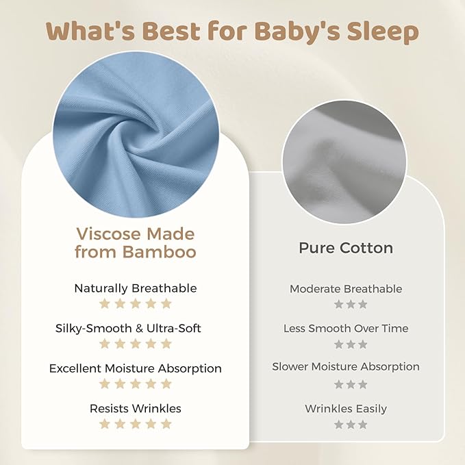 Freejoy Viscose From Bamboo Baby Sleep Sack, 1.5 TOG Infant Toddler Wearable, Buttery Soft Sleeping Bags