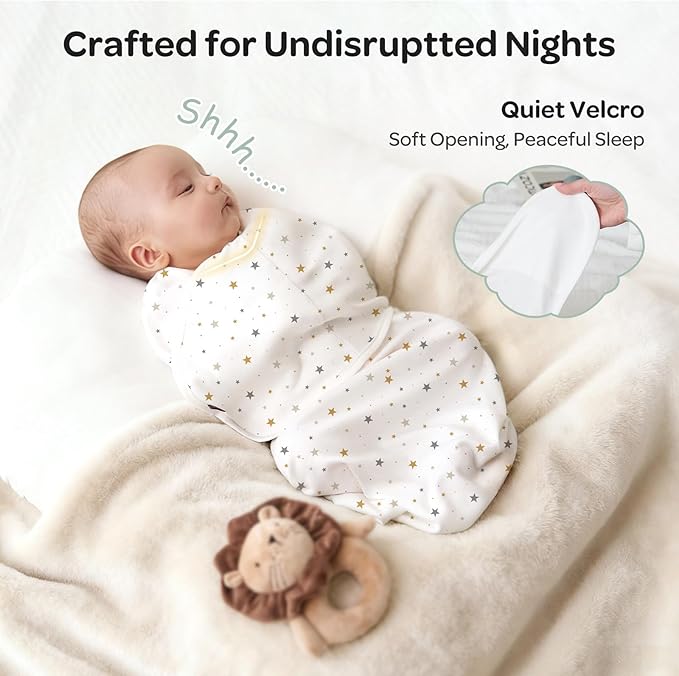 Momcozy Swaddles for Newborns, Quiet Fastener Suitable for Infant 0-3 Months, New-Parent-Friendly Swaddle Sack, Reduce Startle Reflex, Newborn Boys Girls Registry Essentials, 2-Pack, Wonder