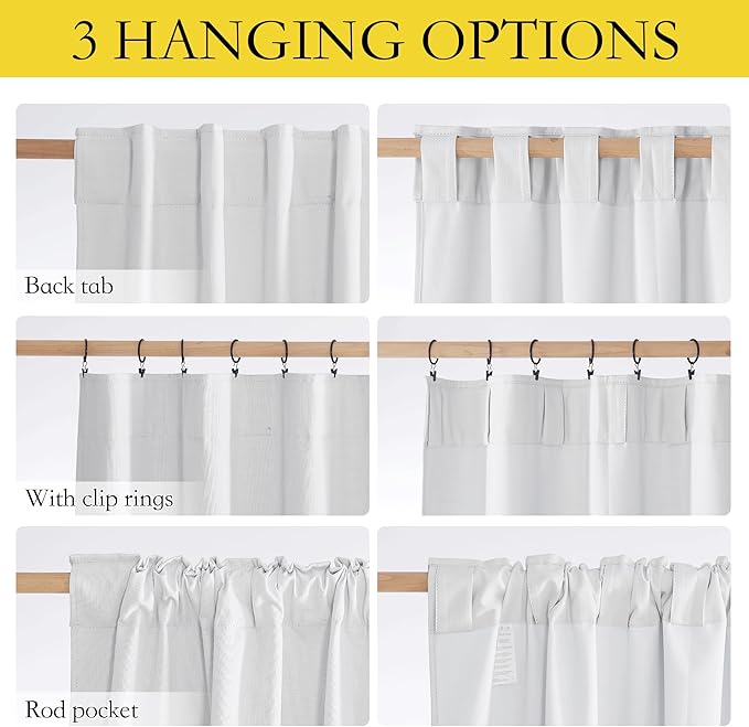 NICETOWN Rod Pocket 100% Blackout Linen Curtains for Living Room with Thermal Insulated Liner, White, 52" Wide, Long Curtains 95" Long 2 Panels Set, Thermal Insulated Privacy Drapes for Bedroom