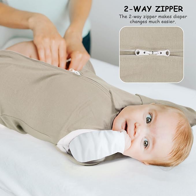 MEXXI Swaddle Baby Sleep Sack with Arms Up, Baby Transitional Swaddle with Double Zipper, 0.5 TOG, 13-19 lbs, M