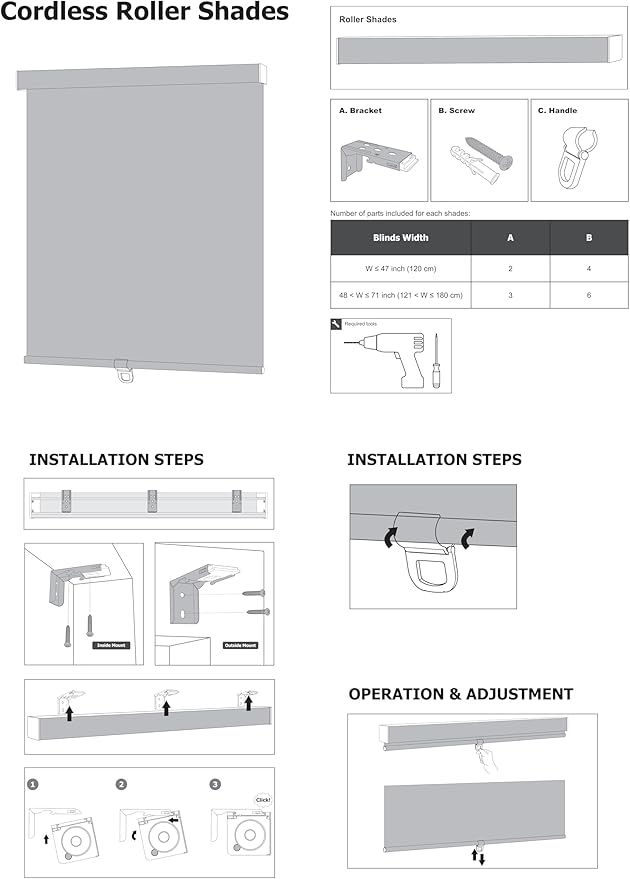 100% Blackout Roller Shades Cordless Blinds for Indoor Windows,Free-Stop Window Shades Pull Down,Thermal Insulated Fabric UV Protection,Blackout Window Guard Blinds for Home,Office,Black,48" W x 72" H