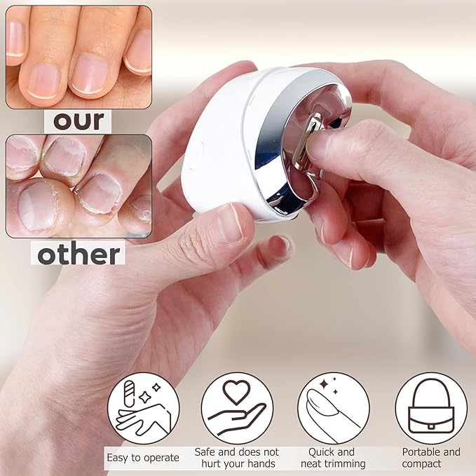 Electric Nail Clipper, 2-in-1 Automatic Nail Trimmer and File, Battery Operated, Fingernail Cutter File Safe for Children Babies