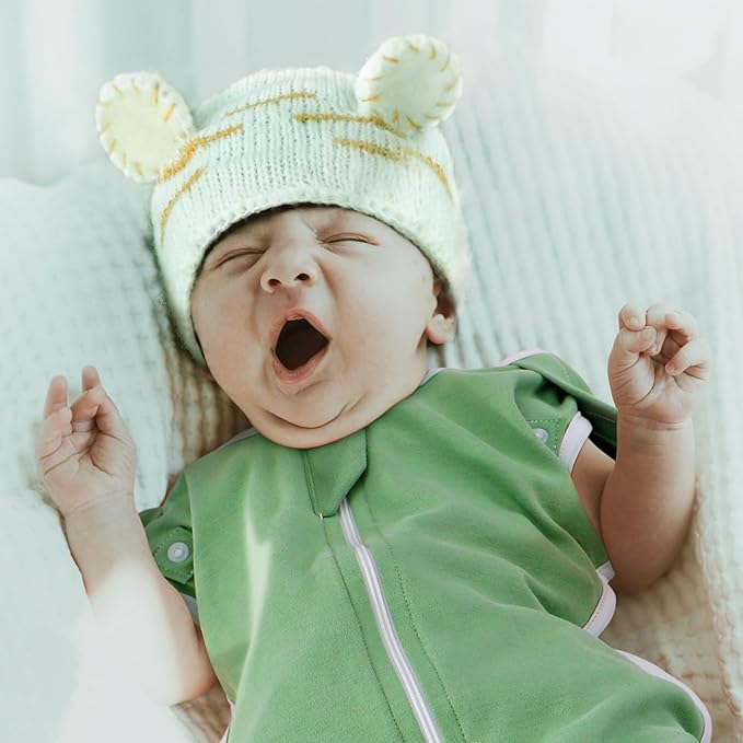 2-Pack Baby Transitional Swaddle Sleep Sack - Arms Up Swaddle 3-6 Months for Infants with Cuff Removable Design & 2-Way Zipper, Green Leaves Newborn Sack