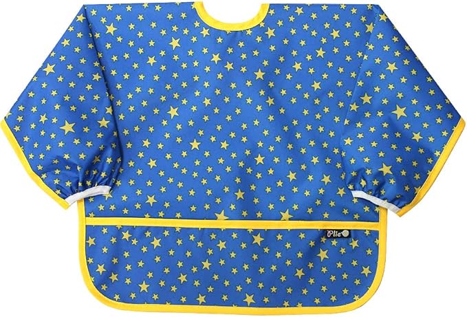 Plie Long Sleeve Waterproof Bib for Toddlers – Soft Feeding Smock for Baby Mealtime, Self-Feeding, BPA-Free, Easy Clean