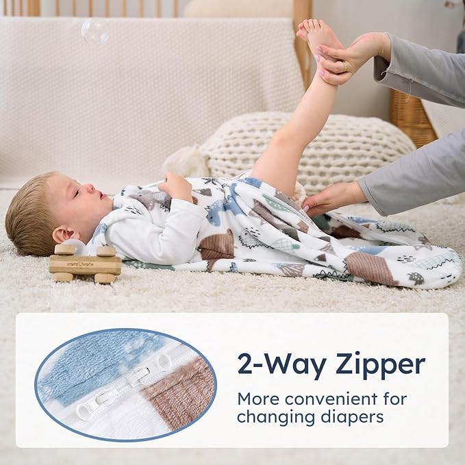 Yoofoss Baby Sleep Sack 0-6 Months, 1.5 Tog Sleep Sack, Fleece Baby Wearable Blanket with 2-Way Zipper, Neborn Sleeping Sack, Soft Warm Lightweight(Small)