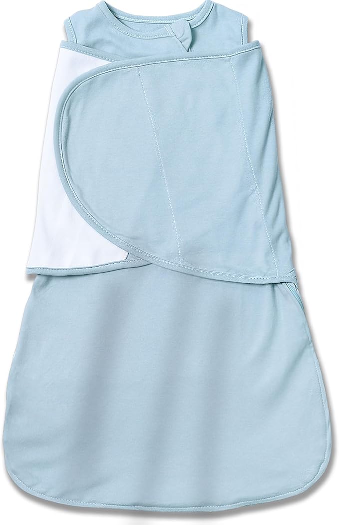 Baby Swaddle,Sleep Sack 6-12 Months,Adjustable Wearable Transition Blanket,Miracle Swaddles for Babies Large,100% Cotton（Cyan）