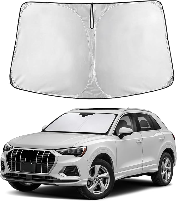 EcoNour Windshield Sun Shade for Audi Q3 2019–2026 | Front Window Sunshade | Foldable Car Sun Protector | Blocks UV Rays & Keeps Interior Cooler