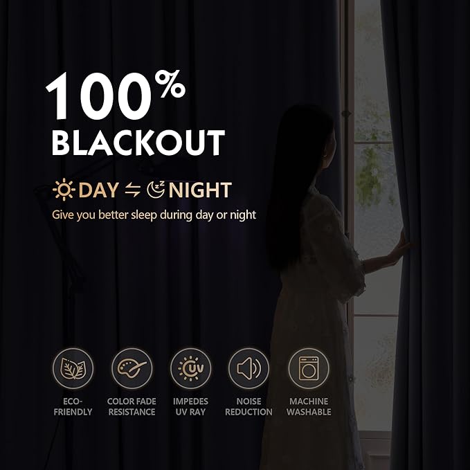 FMFUNCTEX 100% Blackout Curtains for Bedroom, Purple Curtains 54 Inches Long Textured Thermal Insulated Curtains for Living Room Drapes, Black Out Drapery Grommet Room Darkening 2 Panels