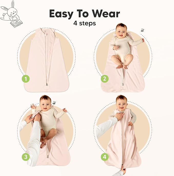 2-Pack Baby Sleep Sacks, Zipper Wearable Blanket - 0.5TOG Organic Cotton, Lightweight, Soft Cozy Infant Sleeping Sack 3-6 months, Easy to Wear Small Newborn Transition Swaddles Sleepsacks (Mist Rose)