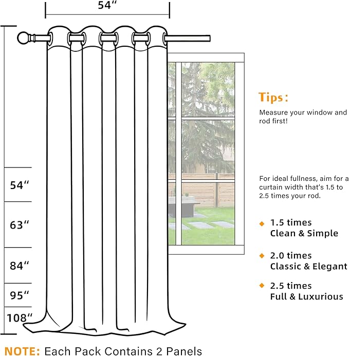 100% Blackout Curtains 84 Inch Length for Bedroom Living Room, Grommet Thermal Insulated Room Darkening Drapes, Light Blocking Window Treatment Decor, 2 Panels, 54x84, Silver Grey