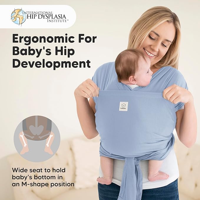 KeaBabies Baby Wrap Carrier Ring Sling - Easy to Wear, Adjustable D-Lite Baby Carrier Newborn to Toddler, Infant Carrying Shirt, Hands Free Bonding, Breathable Fabric Wearing Wrap (Powder Blue)